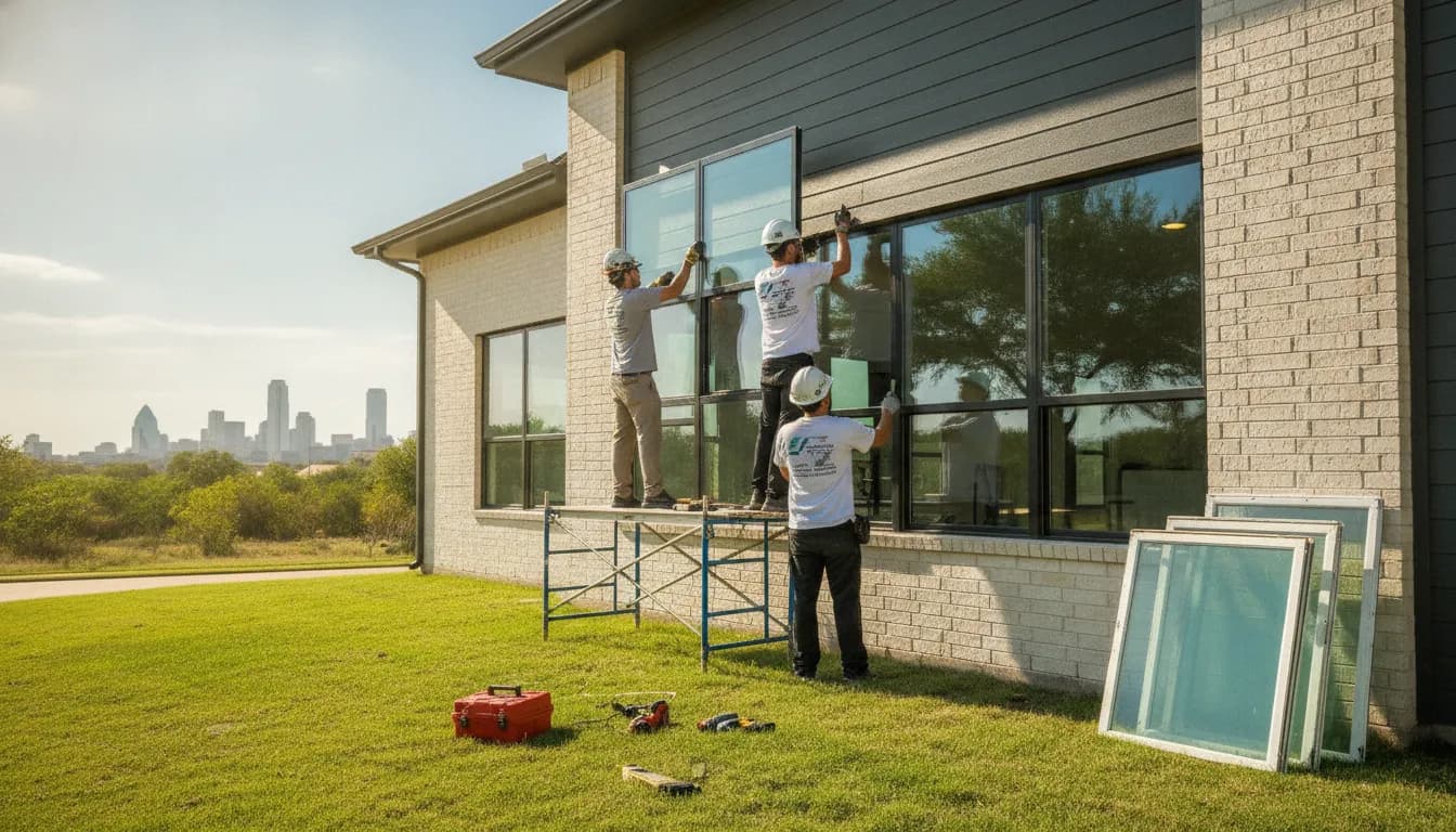 Modern energy-efficient replacement windows installed on a Dallas home exterior